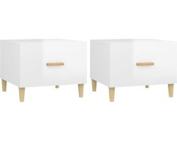 vidaXL - Salontafels - 2 - st - 50x50x40 - cm - bewerkt - hout - hoogglans - wit