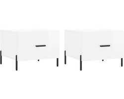 vidaXL Salontafels 2 st 50x50x40 cm bewerkt hout hoogglans wit - Salontafel - Salontafels - Bijzettafel - Banktafel