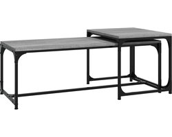 vidaXL - Salontafels - 2 - st - bewerkt - hout - grijs - sonoma - eikenkleurig