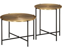 vidaXL - Salontafels - 2 - st - metaal - messing - en - zwart