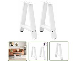 vidaXL Salontafels - Salontafelpoten - Salontafelpoten 2 st A-vormig 38x(42-43) cm staal wit - Tafelpoten - Staal Potten - Witte Meubels