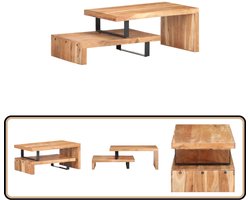 vidaXL Salontafelset - 2-delig - Massief Acaciahout Klassieke Tafel - Acacia Houten Tafel - Salontafel - Koffietafel - Tweedelige Tafelset