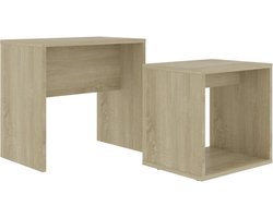 vidaXL - Salontafelset - 48x30x45 - cm - bewerkt - hout - sonoma - eikenkleurig