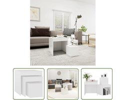 vidaXL Salontafeltje - Bijzettafels - 3-delige Tafeltjesset bewerkt hout wit - Houten Tafeltje - Wit Meubel - Compact Bureau