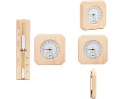 vidaXL Sauna Accessoire - Sauna Accessoires - Sauna Hygrothermograaf - Sauna Thermometer - Saunaset 2-in1 hygrothermograaf en zandloper massief grenenhout
