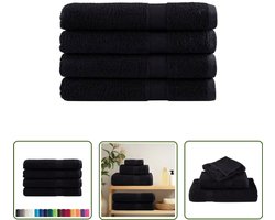 vidaXL Sauna Accessoires - Saunahanddoeken - Saunadoeken SOLUND 4 st 600 g/m² 80x200 cm zwart - Handdoeken Katoen - Zwarte Handdoeken - Wellness Producten