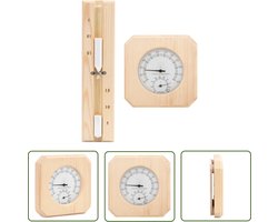vidaXL Sauna Benodigheden - Sauna Accesoires - Saunaset 2-in1 hygrothermograaf en zandloper massief grenenhout - Sauna Thermostaat - Sauna Hygrometer - Sauna Timer