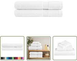 vidaXL Sauna Doek - Saunahanddoek - Saunadoeken SOLUND 2 st 600 g/m² 80x200 cm wit - Handdoek - Katoen Handdoek - Badhanddoek