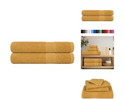 vidaXL Sauna Handdoek - Sauna Handdoeken - Handdoek - Handdoek Met Ophanglus - Saunahanddoeken 2 st 80x200 cm 360 g/m² 100% katoen goudkleurig