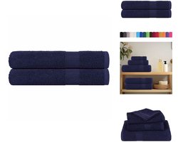 vidaXL Sauna Handdoek - Sauna Handdoeken - Handdoek - Handdoek Met Ophanglus - Saunahanddoeken 2 st 80x200 cm 360 g/m² 100% katoen marineblauw