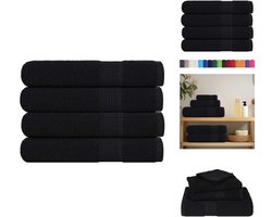 vidaXL Sauna Handdoek - Sauna Handdoeken - Handdoek - Handdoek Met Ophanglus - Saunahanddoeken 4 st 80x200 cm 360 g/m² 100% katoen zwart