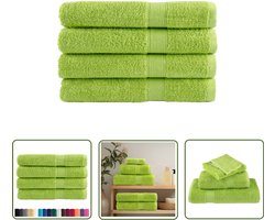 vidaXL Saunadouche - Saunahanddoek - Saunadoeken SOLUND 4 st 600 g/m² 80x200 cm appelgroen - Sauna Accessoires - Katoen Handdoek - Groene Handdoek
