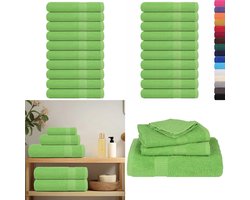 vidaXL Saunahanddoeken 10 st 80x200 cm 360 g/m² 100% katoen appelgroen - Sauna Handdoek - Sauna Handdoeken - Handdoek - Handdoek Met Ophanglus