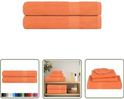 vidaXL Saunahanddoeken 2 st 80x200 cm Katoen Oranje Saunahanddoek - Sauna Accessoires - Katoenen Handdoek - Badhanddoek - Handdoekset