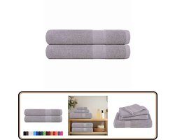 vidaXL Saunahanddoeken - 2 stuks - 80x200 cm - Grijs Saunahanddoek - Sauna Accessoires - Katoenen Handdoek - Badhanddoek - Handdoek Set