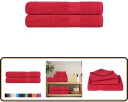 vidaXL Saunahanddoeken - 2 stuks - 80x200 cm - Rood Saunahanddoek - Sauna Doek - Katoenen Handdoek - Absorptievermogen - Hygiënische Handdoek