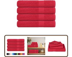 vidaXL Saunahanddoeken - 4 stuks - 80x200 cm - Rood Saunahanddoek - Sauna Accessoires - Katoenen Handdoek - Badhanddoek - Handdoekset