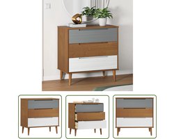 vidaXL Scandinavisch Design - Ladekast - Ladekast MOLDE 80x40x80 cm massief grenenhout bruin - Grenenhouten Kast - Vintage Kast - Opbergkast