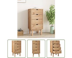 vidaXL Scandinavisch Design - Ladekast - Ladekast OTTA 45x39x90 cm massief grenenhout - Grenenhouten Meubel - Opbergkast - Vintage Kast