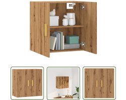 vidaXL Scandinavisch Design - Wandkast - Wandkast 60x31x60 cm bewerkt hout artisanaal eikenkleurig - Opbergkast - Houten Kast - Eiken Kleur