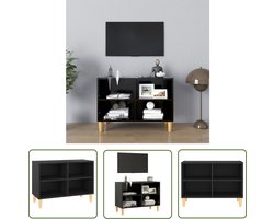 vidaXL Scandinavisch Meubilair - Tv Kast - Tv-meubel met massief houten poten 69,5x30x50 cm zwart - Zwarte Tv Stand - Tv Tafel - Salontafel