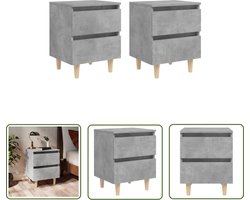 vidaXL Scandinavisch - Nachtkastje - Nachtkastjes 2 st met grenenhouten poten 40x35x50 cm betongrijs - Beton Grijs - Slaapkamermeubilair - Meubilering