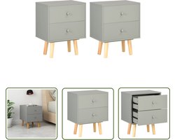 vidaXL Scandinavisch - Nachtkastjes - Nachtkastjes 2 st 40x30x50 cm massief grenenhout grijs - Nachtkasten - Hout - Mdf