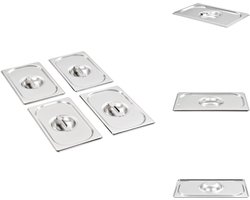 vidaXL Schaal - Schalen - Deksel - Deksels - Deksels 4 st voor GN 1/4 schalen roestvrij staal
