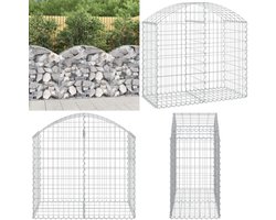 vidaXL Schanskorf gewelfd 100x50x80/100 cm gegalvaniseerd ijzer - Schanskorfmand - Schanskorfmanden - Schanskorf - Schanskorfmuur