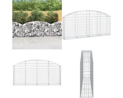 vidaXL Schanskorf gewelfd 200x30x80/100 cm gegalvaniseerd ijzer - Schanskorfmand - Schanskorfmanden - Schanskorf - Schanskorfmuur