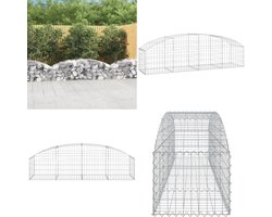 vidaXL Schanskorf gewelfd 200x50x40/60 cm gegalvaniseerd ijzer - Schanskorfmand - Schanskorfmanden - Schanskorf - Schanskorfmuur
