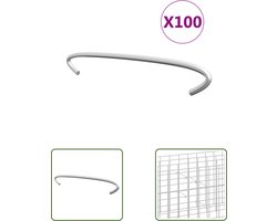 vidaXL Schanskorfhanger - Gabionhaken - Gabionhaken 100 st 15 cm gegalvaniseerd staal - Bevestigingssysteem - Gabions - Tuinaanleg