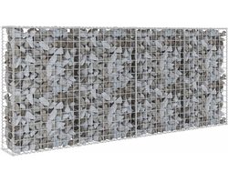 vidaXL - Schanskorfmuur - met - deksels - 200x20x85 - cm - gegalvaniseerd - staal