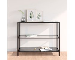 vidaXL Schap - 100x36x90 cm - Glas en IJzer - Transparant/Zwart Hoek Kast - Opbergkast - Vitrinekast - Glazen Kast - Zwarte Kast