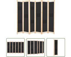 vidaXL Scheidingswand - Kamer Verdeler - Kamerscherm met 6 panelen 240x170x4 cm stof zwart - Privacy Screen - Wanddecoratie - Living Room Divider