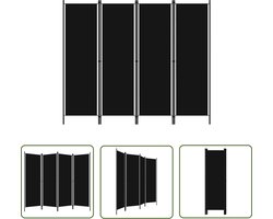 vidaXL Scheidingswand - Kamerscherm - Kamerscherm met 4 panelen 200x180 cm zwart - Privacy Screen - Ruimteverdeler - Paravent