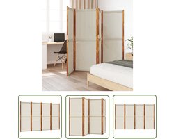 vidaXL Scheidingswand - Kamerscherm - Kamerscherm met 4 panelen 280x180 cm lichtgrijs - Privacy Screen - Acacia Hout - Textiel