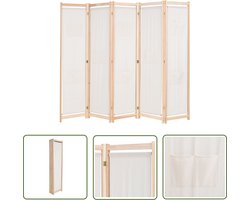 vidaXL Scheidingswand - Kamerscherm - Kamerscherm met 5 panelen 200x170x4 cm stof crème - Ruimteverdeler - Privacy Screen - Designkamerdecoratie