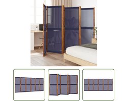 vidaXL Scheidingswand - Kamerscherm - Kamerscherm met 6 panelen 420x180 cm donkerblauw - Privacy Screen - Woonaccessoires - Woondecoratie