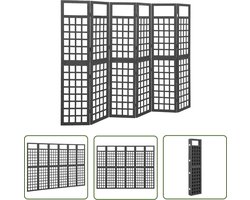 vidaXL Scheidingswand - Kamerscherm - Kamerscherm/trellis met 6 panelen 242,5x180 cm vurenhout zwart - Plantenrek - Trellis - Vurenhout