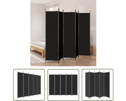 vidaXL Scherm - Kamerscherm - Kamerscherm met 5 panelen 250x200 cm stof zwart - Wandscheidingsysteem - Privacy Screen - Zichtscherm