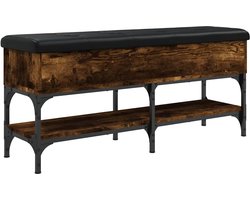 vidaXL - Schoenenbank - 102x32x45 - cm - bewerkt - hout - gerookt - eikenkleurig