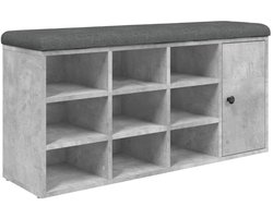 vidaXL Schoenenbank - 102x32x50 cm - Betongrijs - Hout Schoenenbank - Halbank - Opbergbank - Bankschikken - Meubilair Voor Entreehal