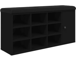 vidaXL Schoenenbank 102x32x50 cm bewerkt hout zwart - Schoenenbankje - Schoenenbankjes - Halbankje - Opbergbankje