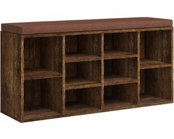 vidaXL - Schoenenbank - 103x30x48 - cm - bewerkt - hout - gerookt - eikenkleurig