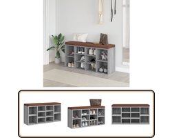 vidaXL - Schoenenbank - 103x30x48 - cm - bewerkt - hout - grijs - sonoma - eikenkleur