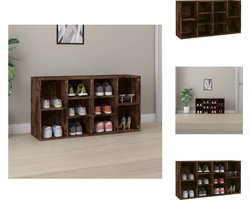 vidaXL - Schoenenbank - 103x30x55 - cm - bewerkt - hout - gerookt - eikenkleurig