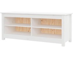 vidaXL Schoenenbank 110x38x45,5 cm massief grenenhout wit, opbergbank, schoenen kast, schoenen rek, schoenenkast, schoenenrek, halbankje