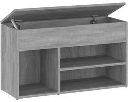 vidaXL - Schoenenbank - 80x30x45 - cm - bewerkt - hout - grijs - sonoma - eikenkleurig