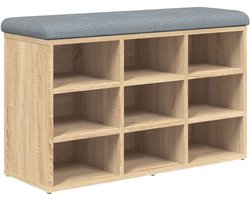 vidaXL Schoenenbank - 82x32x50 cm - Sonoma eiken - Hout Schoenenbankje - Schoenenbankjes - Halbankje - Opbergbankje